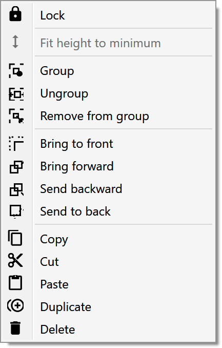 Current group right-click menu.